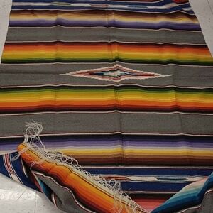 Vintage Mexican Saltillo Serape Wool Blanket